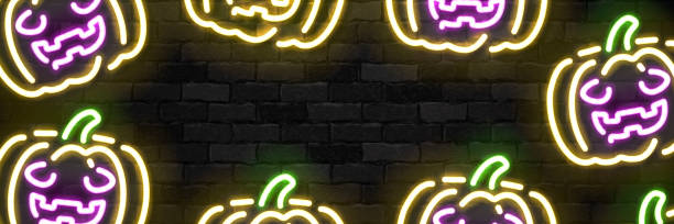 istock Vector realistic isolated neon sign of Halloween flyer symbol for template decoration and invitation covering on the wall background. 1177854556