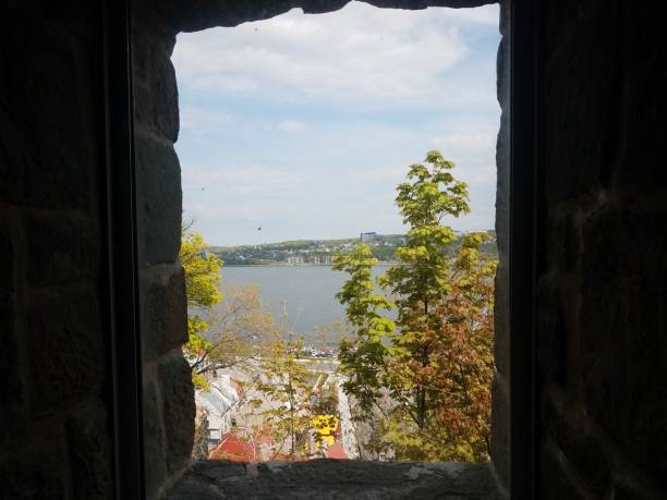 istock view of trees and river in Quebec, Canada from window 1177855334