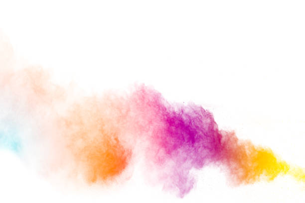 Colorful background of pastel powder explosion.Multi colored dust splash on white background.Painted Holi.