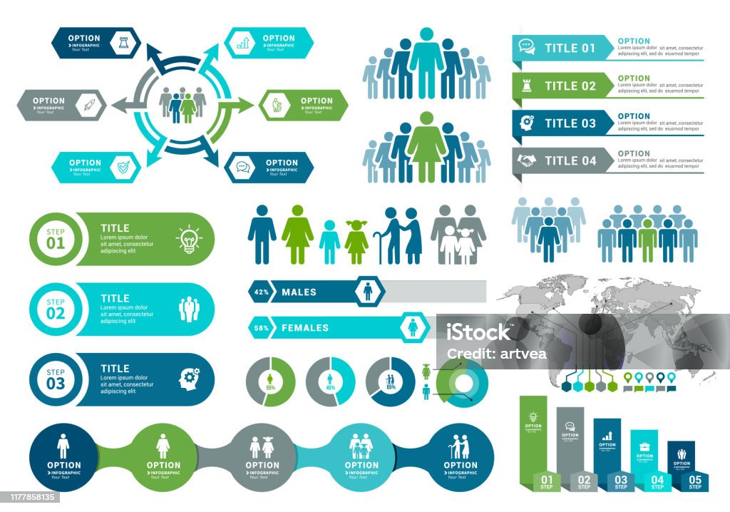 Demographics Infographic Elements Vector illustration of the demographics infographic elements Infographic stock vector