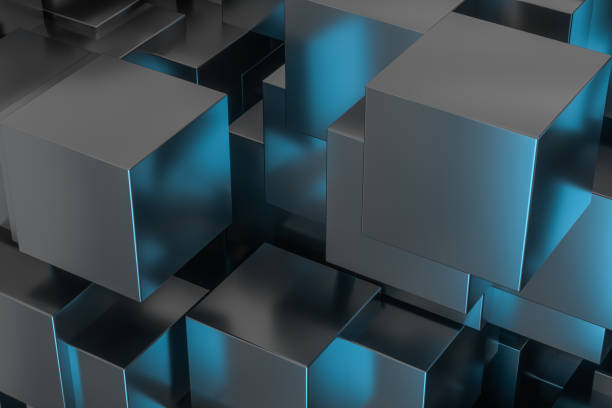 istock A room full with dark cubes, Illuminated by glowing cubes, 3d rendering. 1177858183