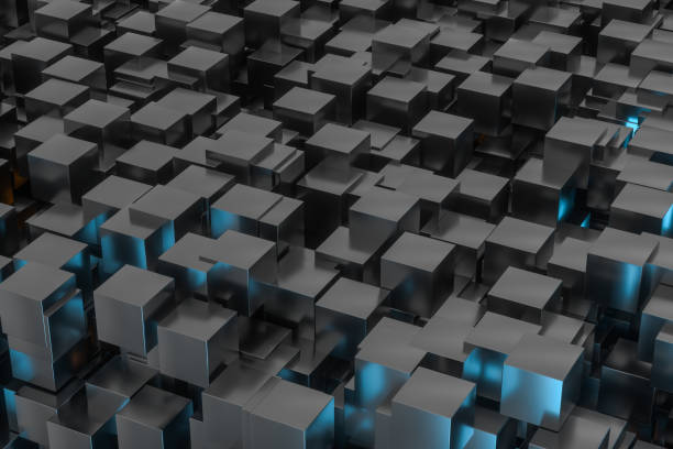 istock A room full with dark cubes, Illuminated by glowing cubes, 3d rendering. 1177858185
