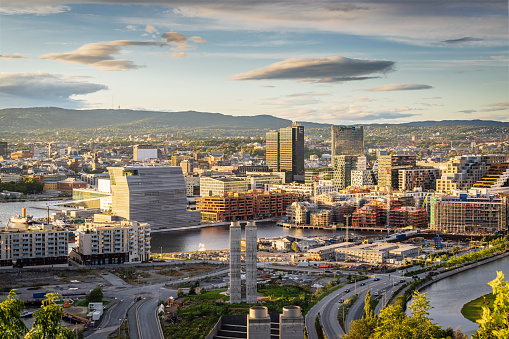Oslo City en Sunset Light Norway photo