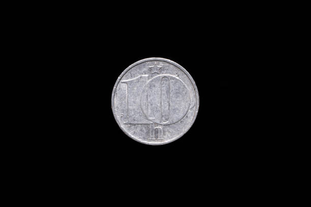 istock Old Czechoslovak 10 halier coin from 1975, reverse 1177859639