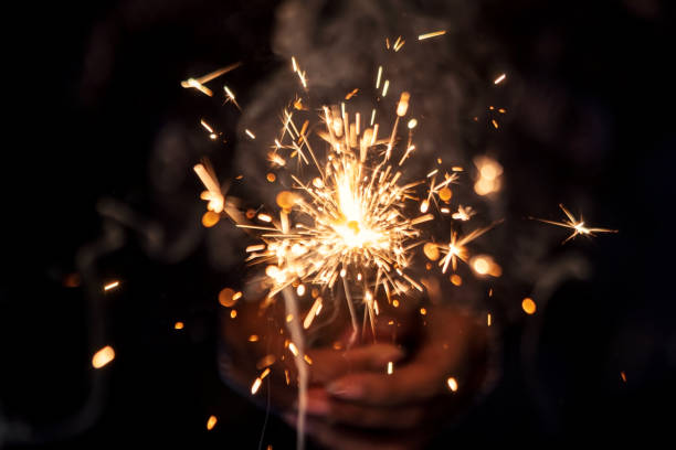 istock Female Hand Holding A Beautiful Burning Sparkler At Night 1177860506
