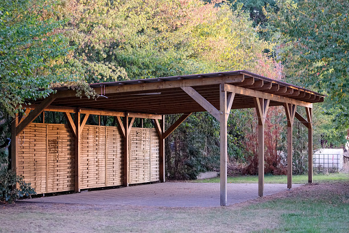Carport for three cars made of wood
