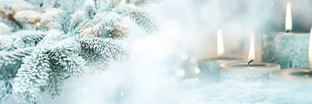 istock Candles in a snowy winter landscape 1177866310