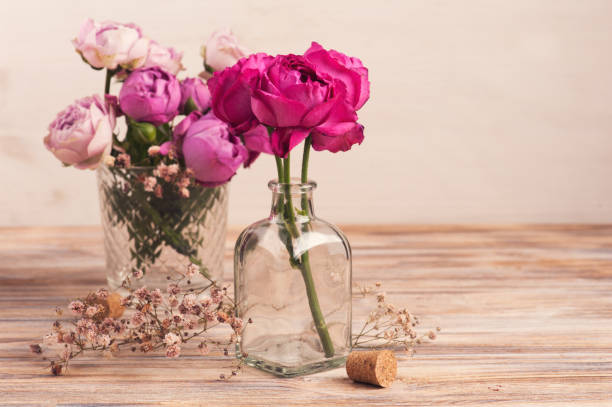 istock Red hydrangea flowers and pink roses 1177866548