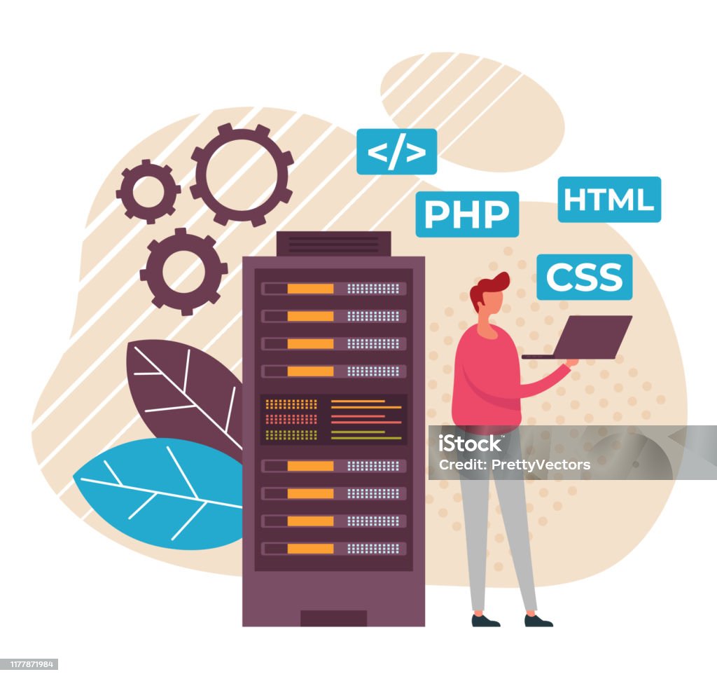 Database Data Development Programmer Concept Vector Flat Cartoon ...