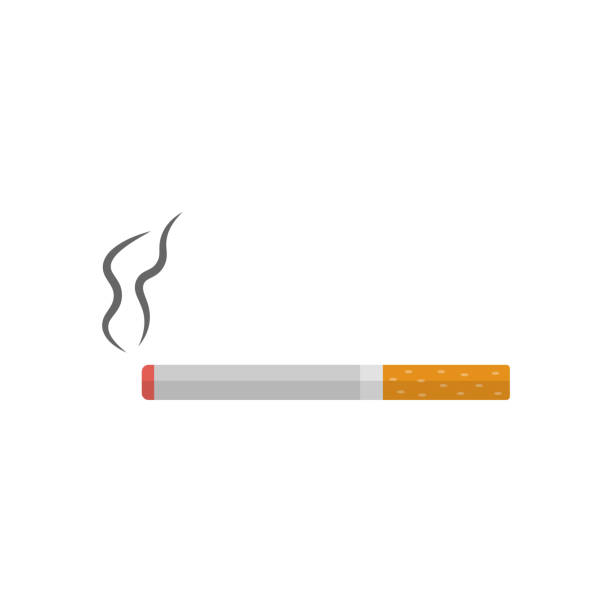 ilustrações, clipart, desenhos animados e ícones de ícone liso do cigarro. ilustração lisa isolada do vetor - cigarro