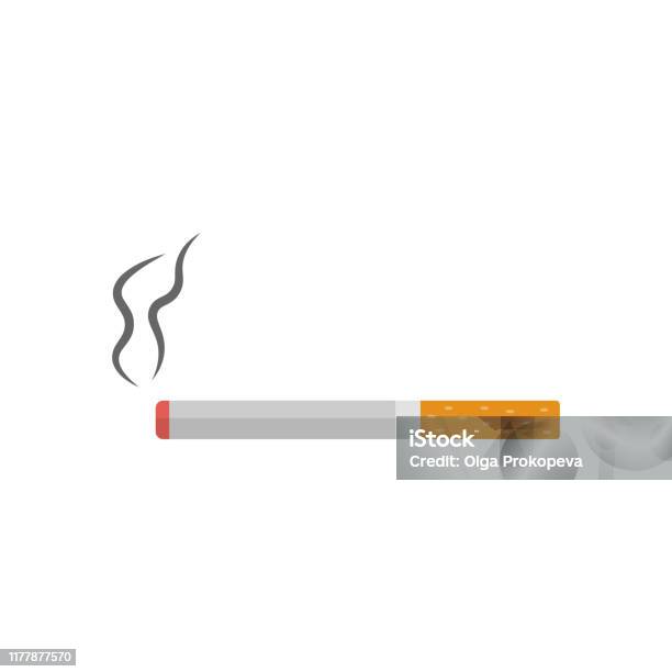 Cigarette Flat Icon Isolated Flat Vector Illustration Stock Illustration - Download Image Now