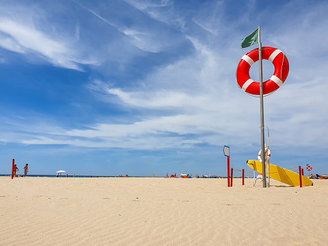 Lifeguard set on the beach on summer at Algarve in south of Portugal.