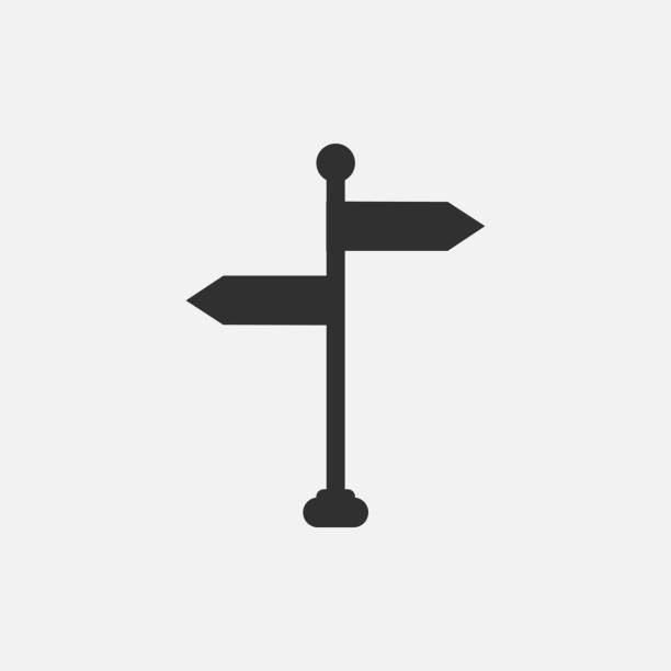 ilustrações de stock, clip art, desenhos animados e ícones de sign post web icon isolated on white background. vector illustration. - arrow sign road sign fence