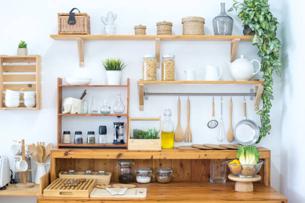 istock interior of kitchen brown retro desk 1177879176