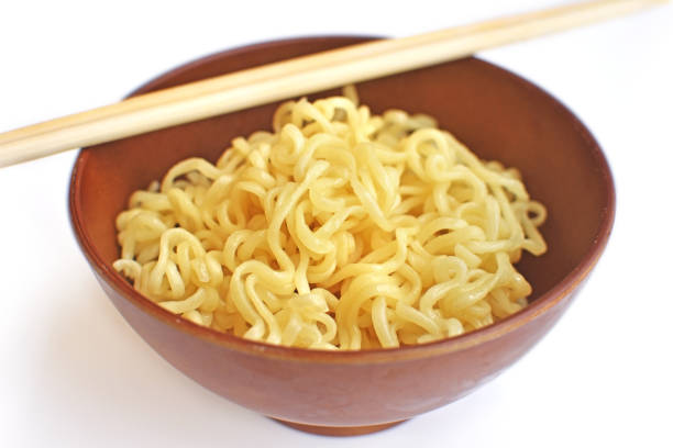 istock Instant noodles in wood bowl on white background 1177880562