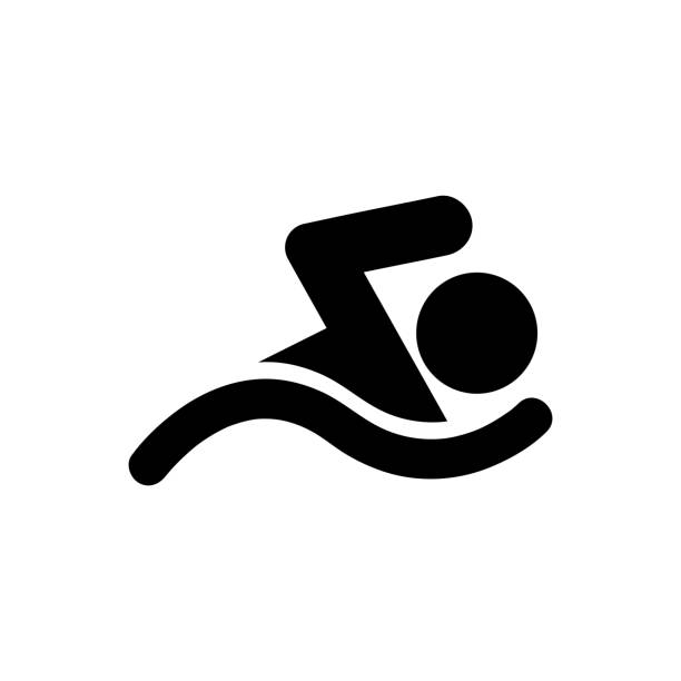 ilustraciones, imágenes clip art, dibujos animados e iconos de stock de icono de la piscina negro. signo vectorial del símbolo de la piscina de natación aislado sobre fondo blanco. ilustración vectorial de logotipo simple para diseño gráfico y web. - natación