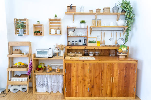 istock interior of kitchen brown retro desk 1177881992