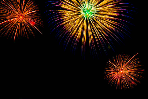 istock Beautiful colorful isolated firework display for celebration happy new year and merry christmas on black background 1177882005