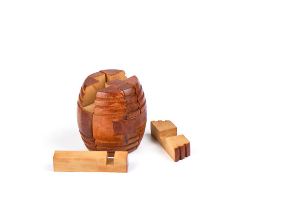 istock The wooden puzzle barrel isolated on a white background. 1177883845