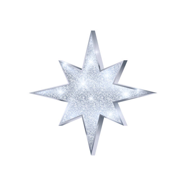 istock Christmas silver star. Luxury and glamour glitter star. Decoration element for holiday card or banner. Vector illustration 1177884561