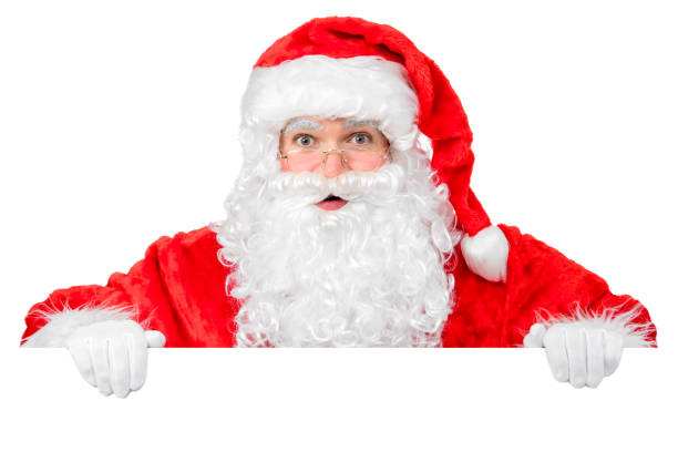 istock Blank sign - surprised Santa (on white) 1177884919