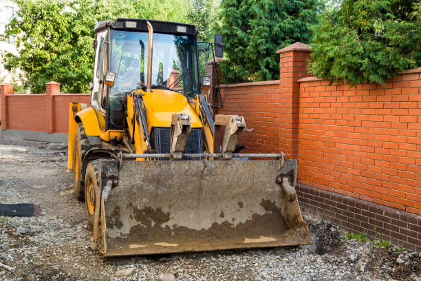 istock Bulldozer tractor in a yard under reconstruction works. 1177887575