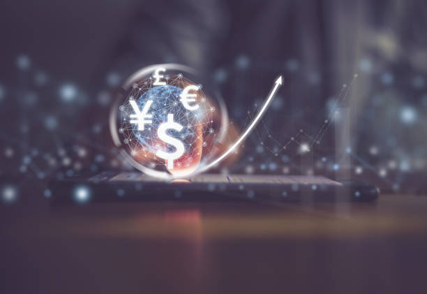 kryptowährung - currency exchange globe currency global business stock-fotos und bilder
