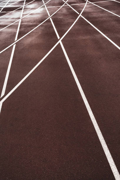 Running lanes on a civic athletics track maintained for public use by the municipal government.  Belfast, Northern Ireland.