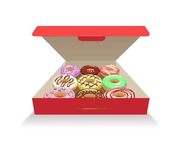 Vector illustration of Donuts in box