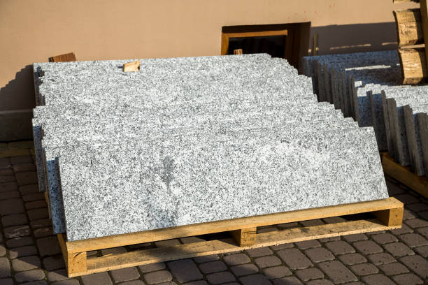 istock Piles of granite marble slabs.  Stone sheets for decorative construction. 1177890954