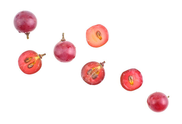 istock Top view of red grapes isolated on a white background 1177894440