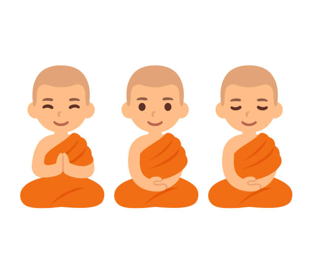 Cute Cartoon Buddhist Monks Stock Illustration - Download Image Now -  Buddha, Monk - Religious Occupation, Meditating - iStock