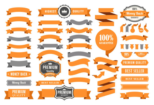 Set of the Ribbons and Badges Vector illustration of set of the riibbons and badges ribbon sewing item stock illustrations