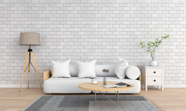 istock White sofa in living room for mockup, 3D rendering 1177898541