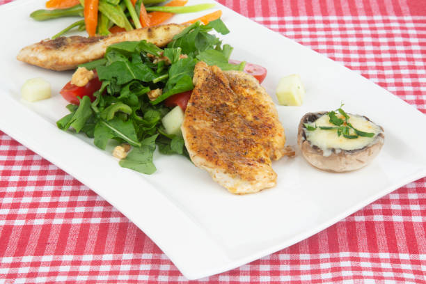 Chicken Schnitzel Meat and Arugula Salad