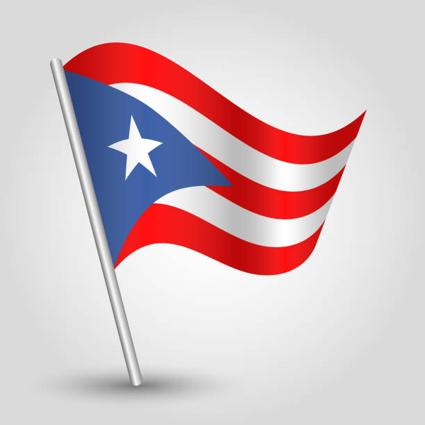 istock vector waving triangle flag - icon of puerto rico 1177898827