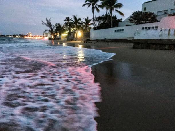 hermosas nubes dramáticas sobre una playa puertorriqueña al atardecer - costa rican sunset fotos fotografías e imágenes de stock