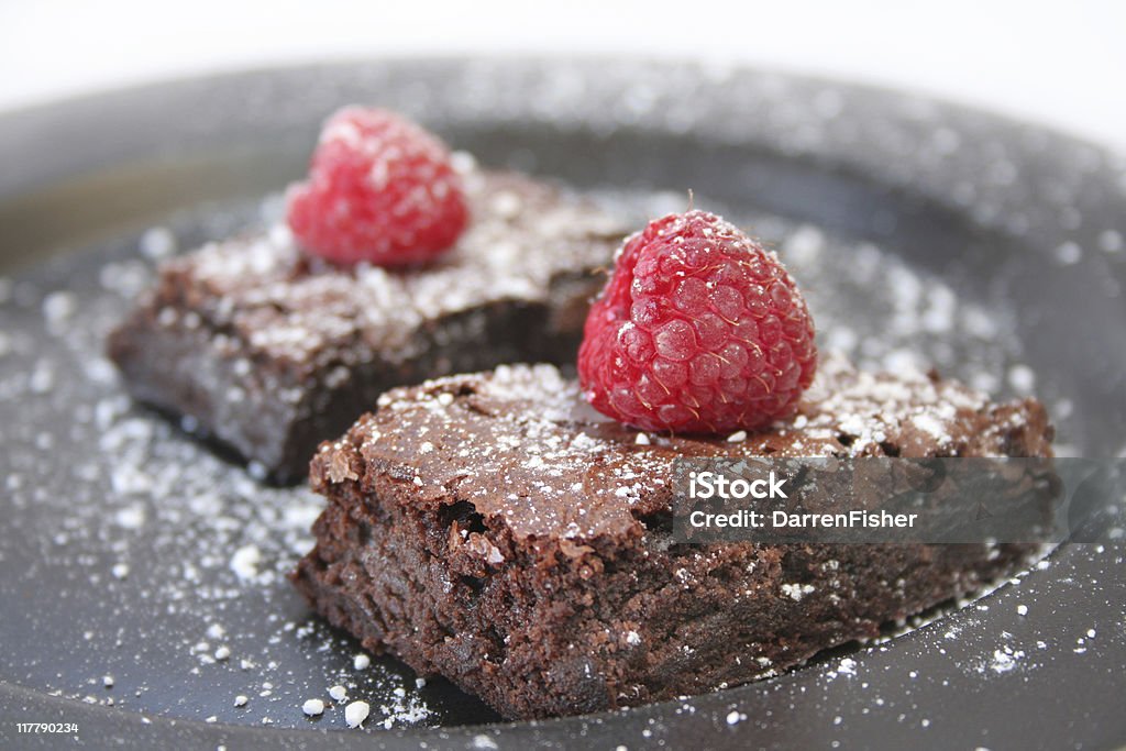 Brownie with a Raspberry  Berry Fruit Stock Photo