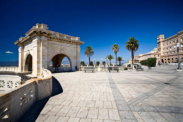The Bastion of Saint Remy, Cagliari, Italia. The rampart was built as a viewpoint at the beginning of the 20th century