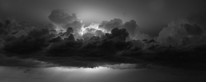 Lightning discharge between clouds of a North Dakota thunderstorm.