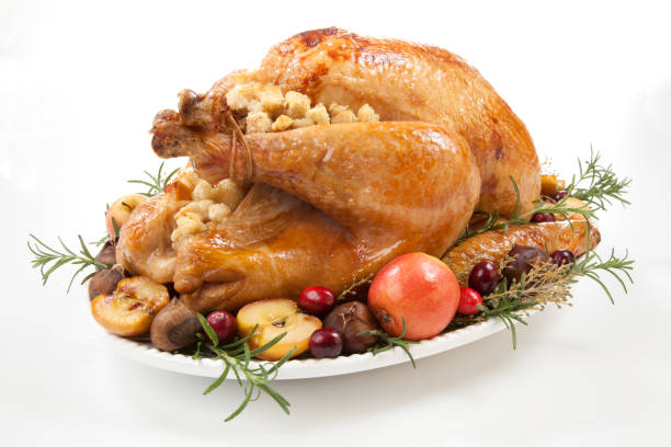 istock Roasted Turkey with Grab Apples over white 1177905045