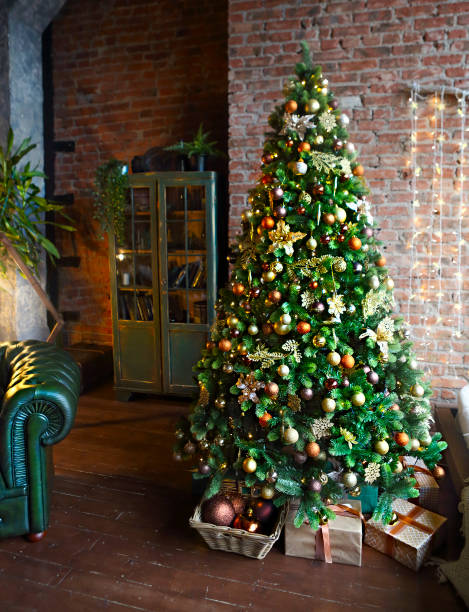 Christmass tree in the room  in the loft