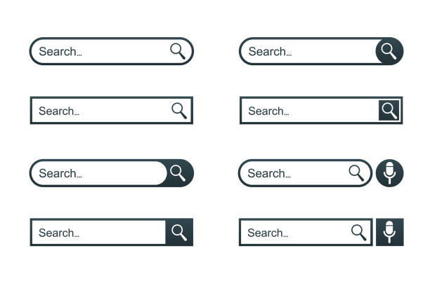 установите кнопку интернет-браузера на веб-странице поиска, шаблон окна поиска изолирован - вектор акций - cyberspace www internet web page stock illustrations