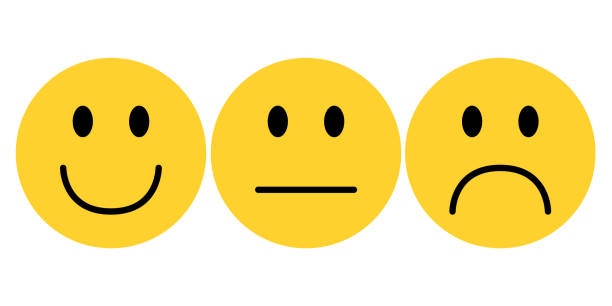 ilustraciones, imágenes clip art, dibujos animados e iconos de stock de cara sonriente emoji con vector de nivel de satisfacción - behavior smiley face occupation expressing positivity