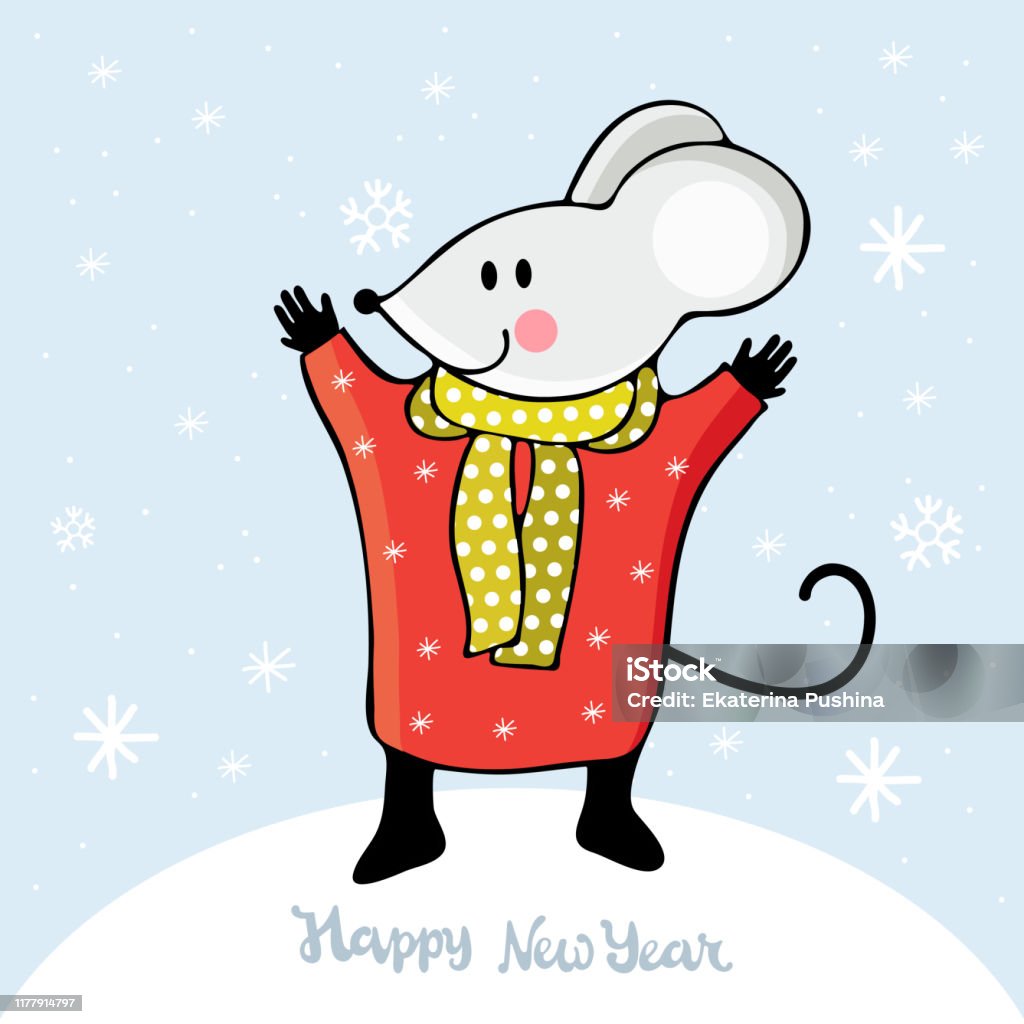 Cute Cartoon Mouse In Vector Funny And Happy Mouse Plays And ...