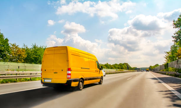 istock Truck with container on highway, cargo transportation concept. 1177914814
