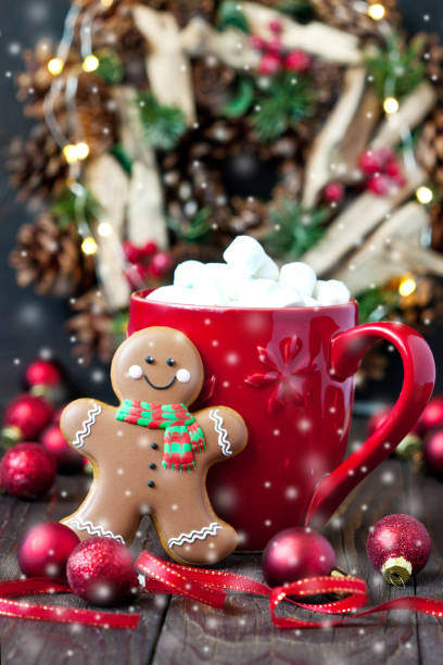istock Cup of hot chocolate with marshmallows and  gingerbread cookies 1177914917