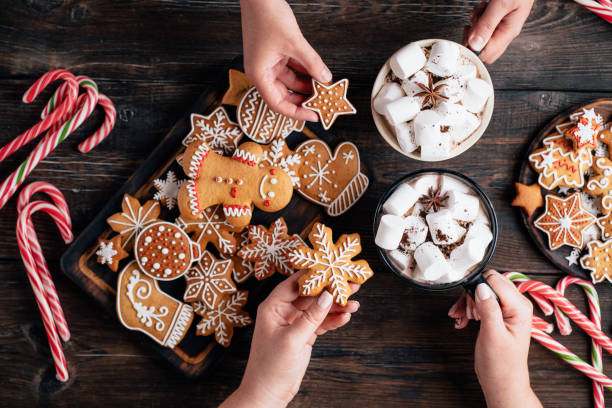 Friends celebrating winter Christmas holidays