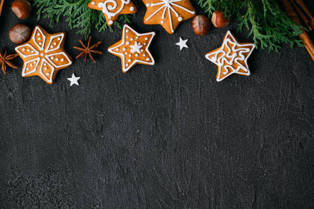 istock Christmas background with gingerbread cookies 1177917547