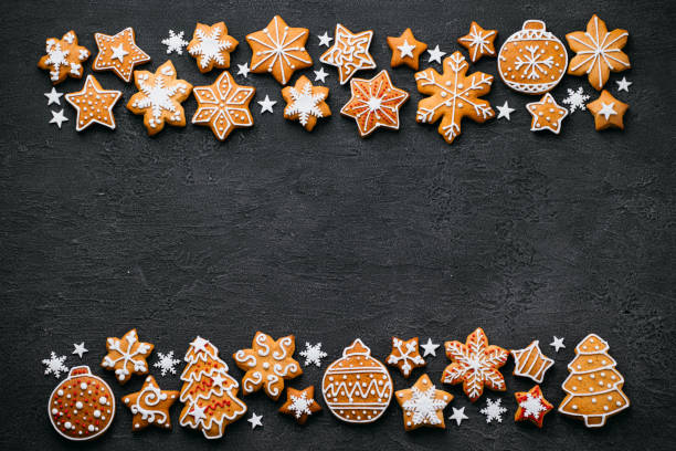 istock Christmas background with gingerbread cookies 1177917552
